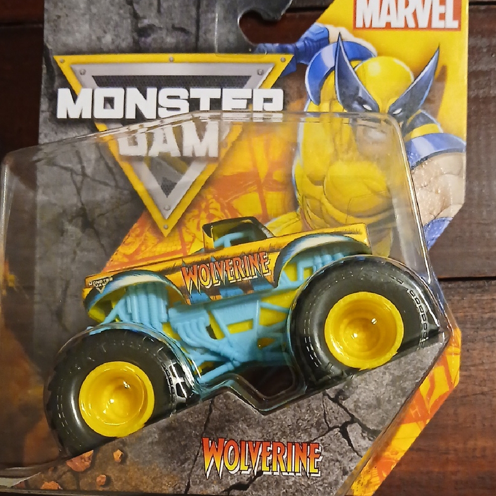 Monster JAM Wolverine Toy Truck - Blue and Yellow 1/64